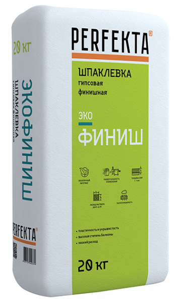 Шпаклевка гипсовая финишная Perfekta ЭКОФИНИШ белый 20 кг в Наро-Фоминске по низкой цене